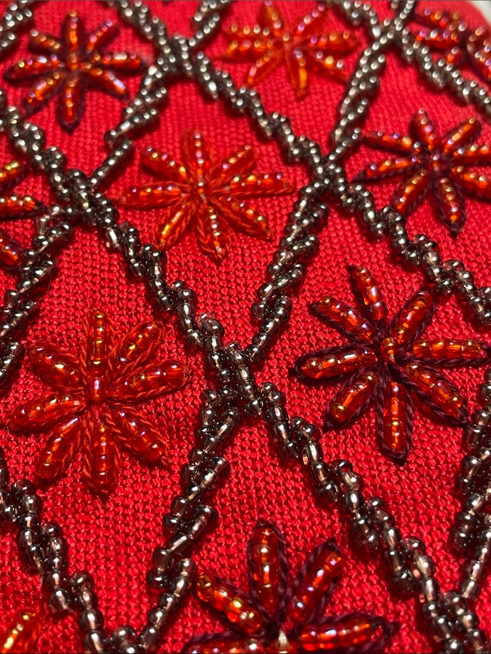 Handmade Red Purple Beaded Tassel Clutch Purse Bag - Picture 6 of 6